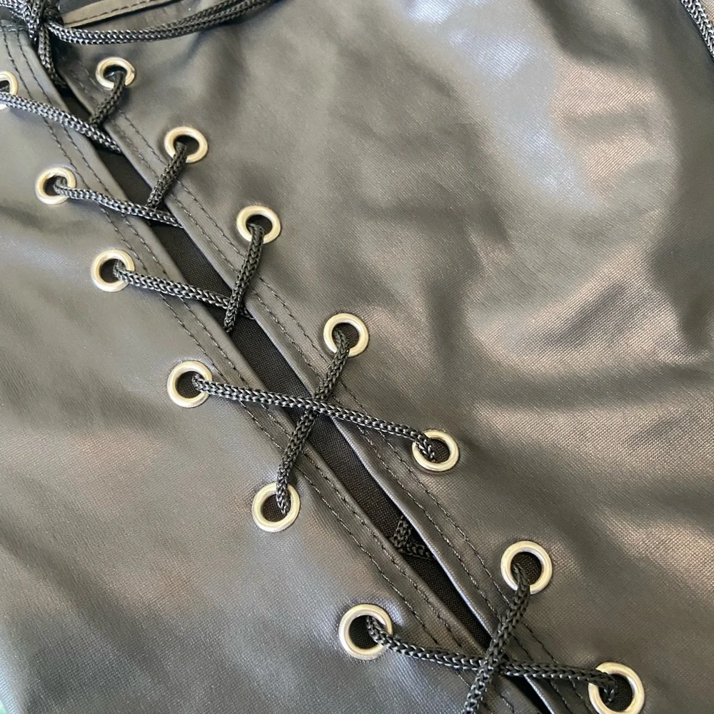 Faux Leather Lace Up Bodysuit - Picture 10 of 14